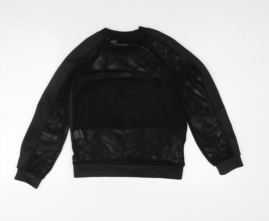 Missguided Womens Black Polyester Pullover Sweatshirt Size 6 Pullover - Semi Sheer