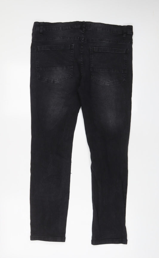 Night Addict Womens Black Cotton Straight Jeans Size 34 in L28 in Regular Zip