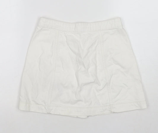 Topshop Womens White Cotton A-Line Skirt Size 26 in Zip