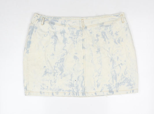 Variations Womens Ivory Cotton A-Line Skirt Size 22 Zip - Tie-dye