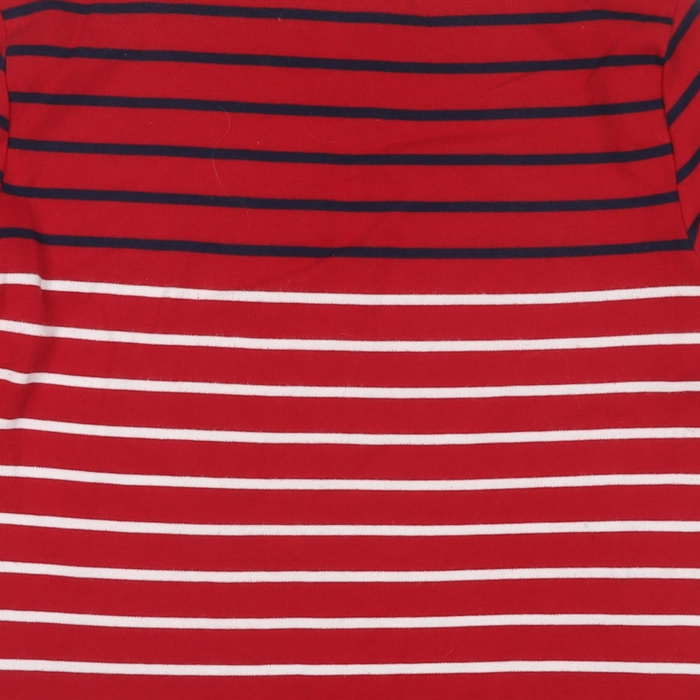 Karen Scott Womens Red Striped Cotton Basic T-Shirt Size M Boat Neck