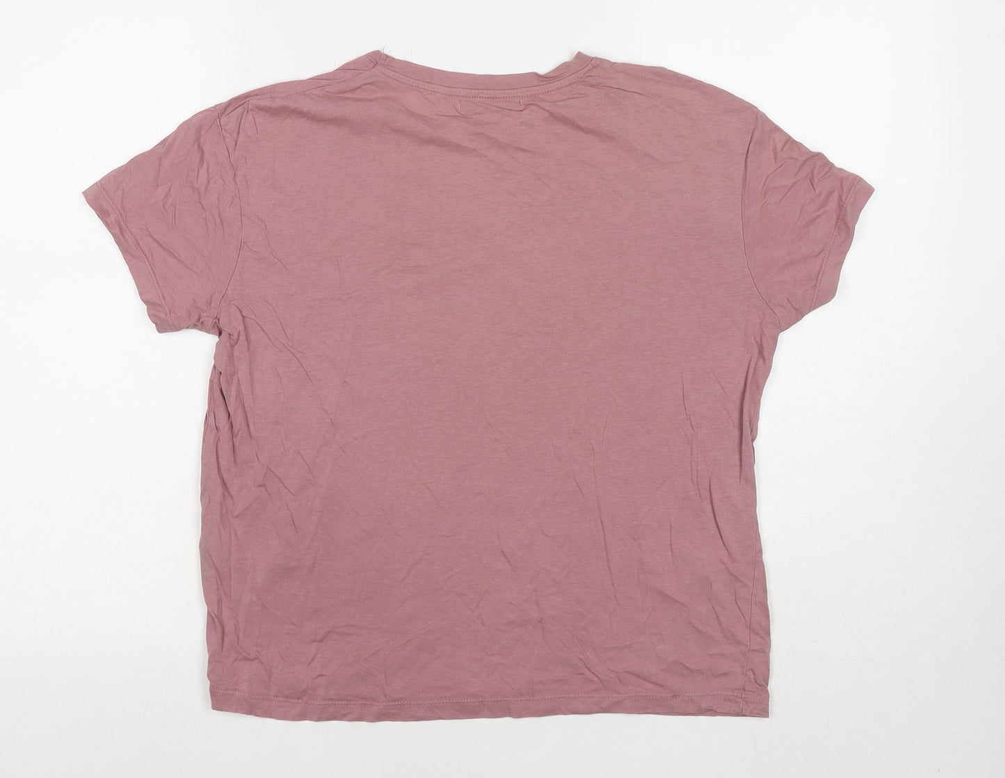 Pull&Bear Womens Pink Polyester Basic T-Shirt Size M Round Neck - Any Doubt?