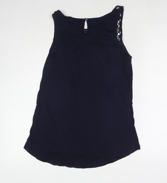 Gap Womens Blue Polyester Basic Tank Size S Round Neck