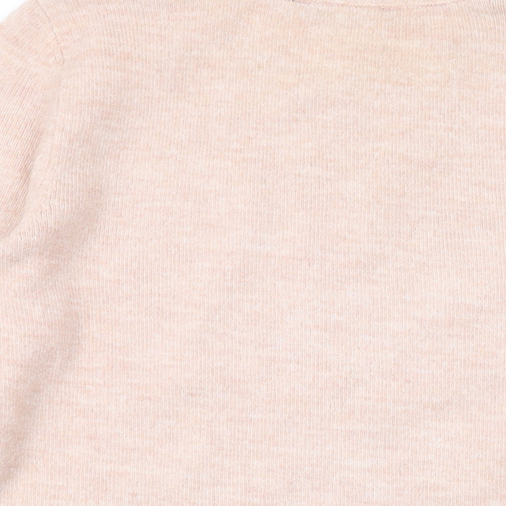 Brand and care label for Maine New England women’s pink round neck polyester jumper, size UK 10