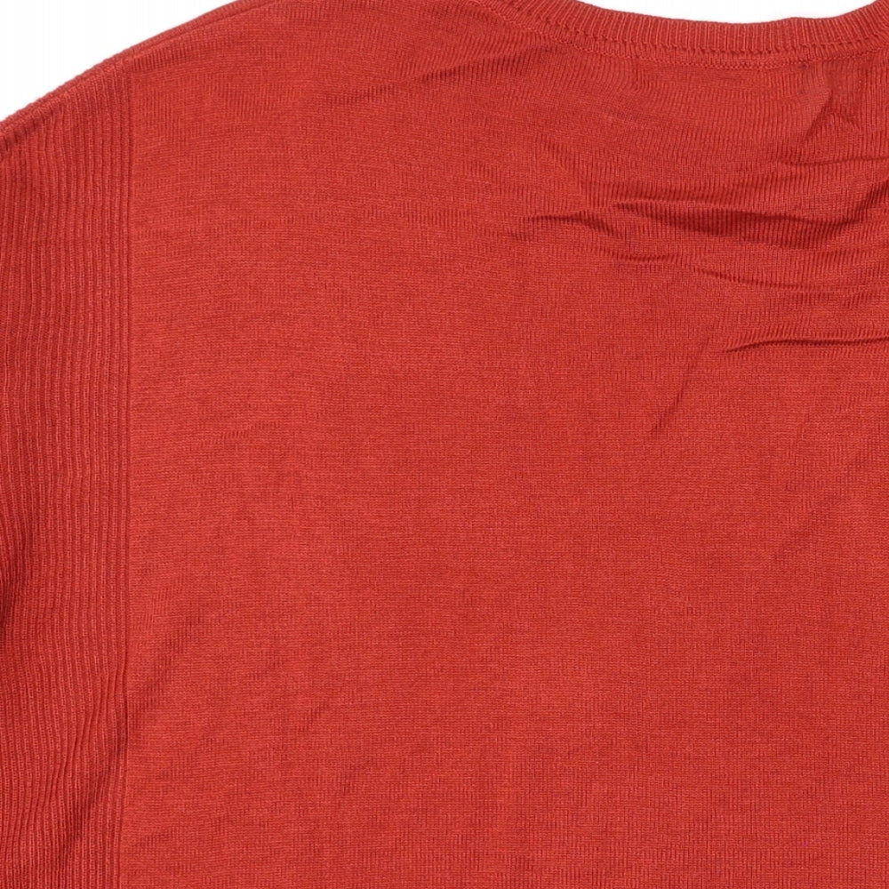 Marks and Spencer Womens Orange Round Neck Acrylic Pullover Jumper Size 14