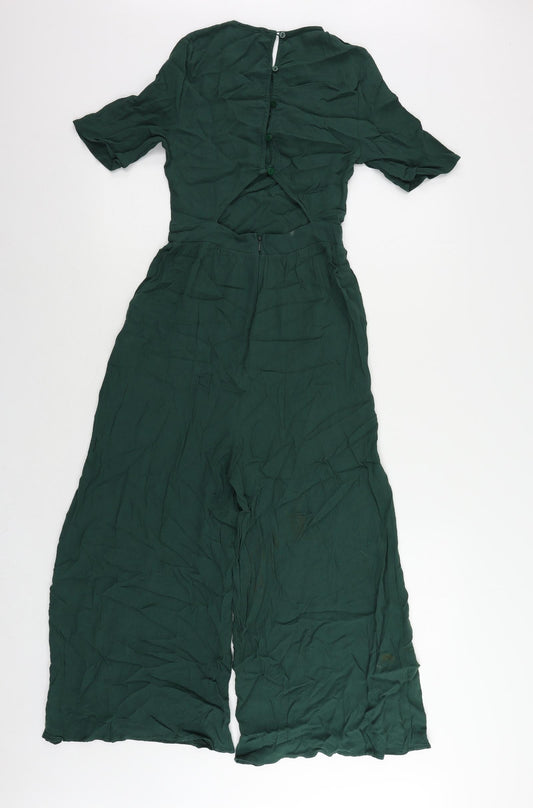 ASOS Womens Green Viscose Jumpsuit One-Piece Size 6 L21 in Button