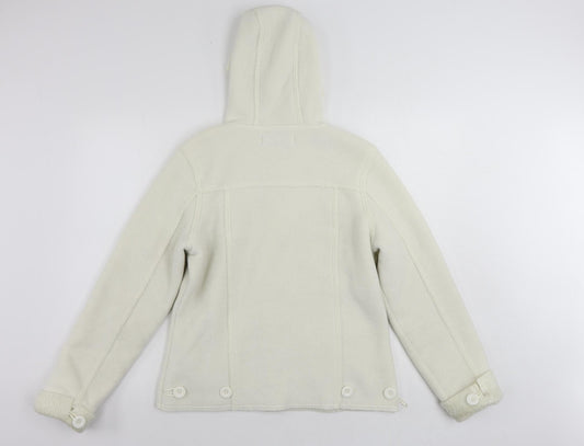 Falmer Womens White Jacket Size 12 Button - Hooded
