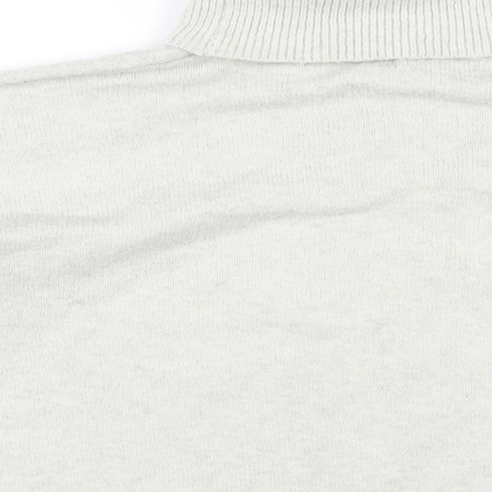 Brand and care label for Missguided women’s grey roll neck polyester jumper, size UK 6