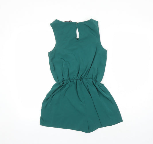 Miss Selfridge Womens Green Polyester Playsuit One-Piece Size 8 L3 in Button