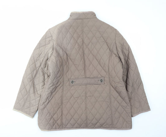 Marks and Spencer Womens Brown Quilted Coat Size 18 Button
