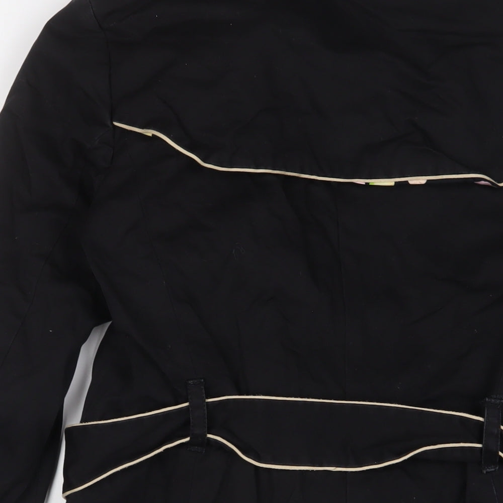 Gap Womens Black Overcoat Jacket Size S Button - Belted