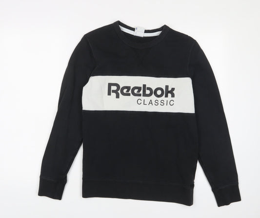 Reebok Mens Black Cotton Pullover Sweatshirt Size S