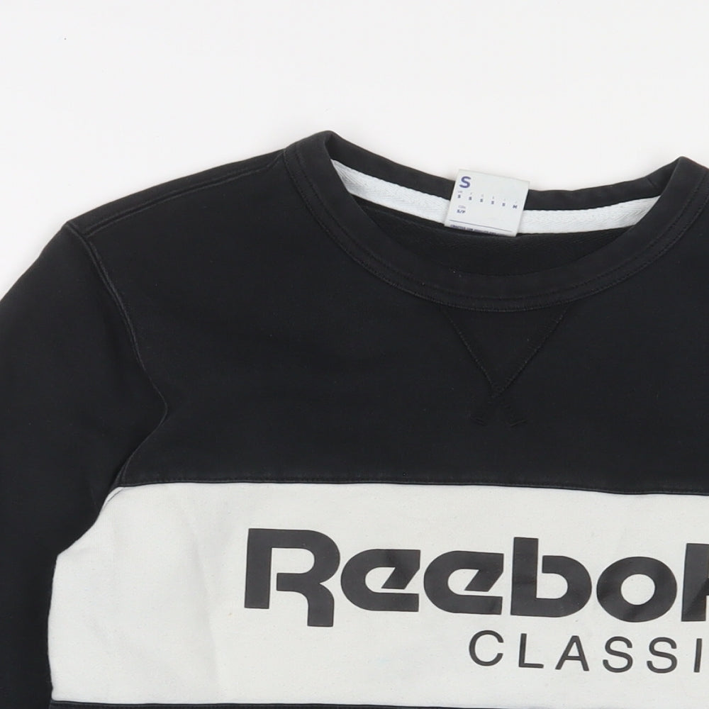 Reebok Mens Black Cotton Pullover Sweatshirt Size S