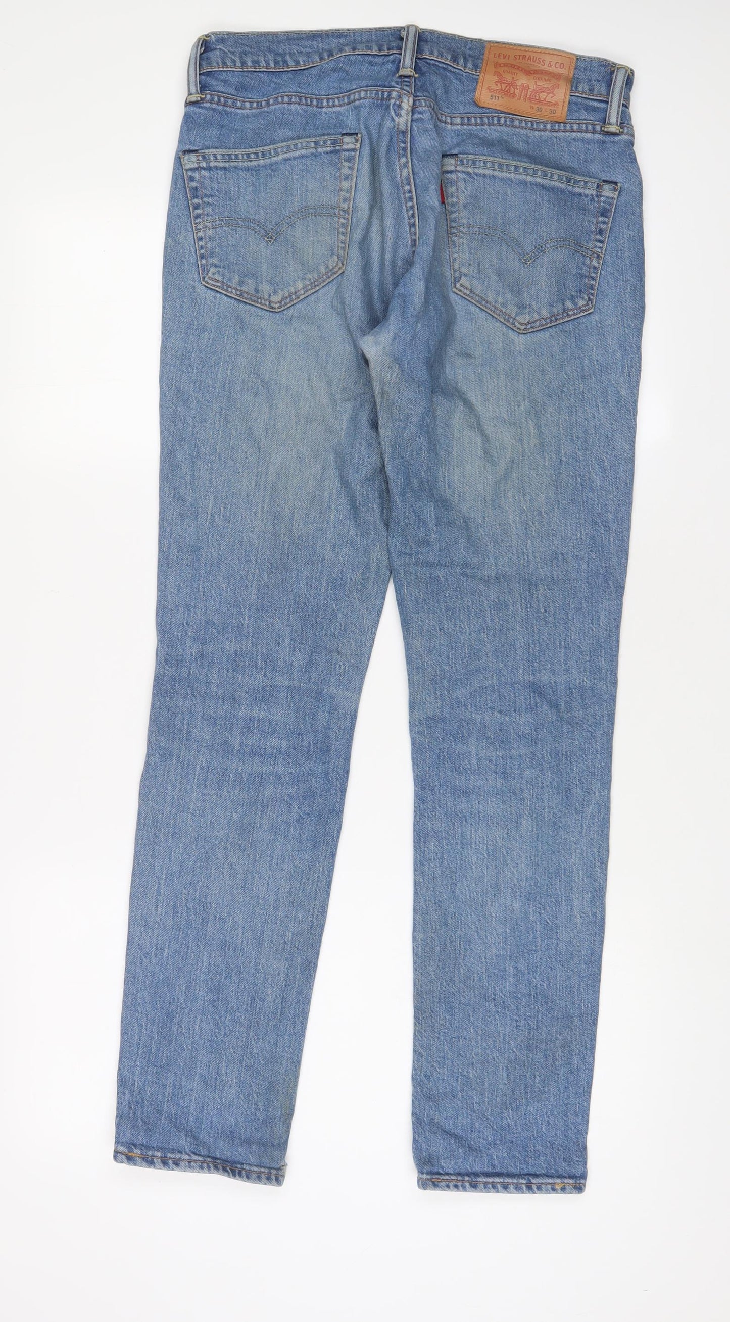 Levi's Mens Blue Cotton Straight Jeans Size 30 in L30 in Regular Zip