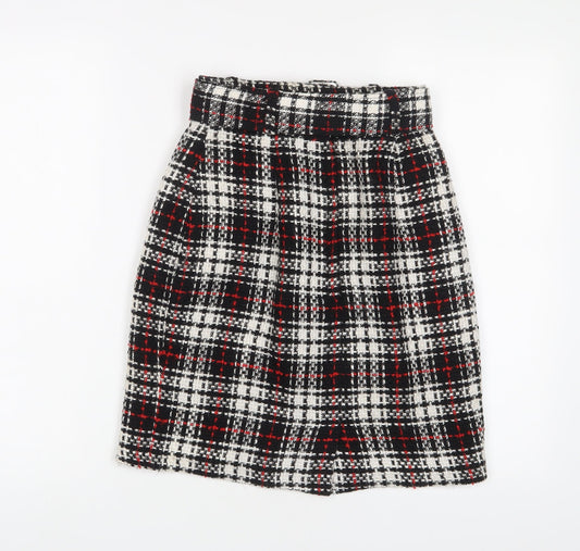 Zygo Womens Red Plaid Acrylic A-Line Skirt Size 10 Zip - Belted