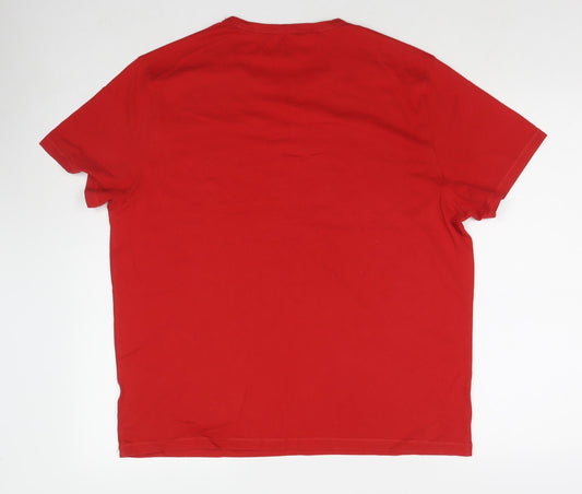 DECATHLON Womens Red Cotton Basic Blouse Size XL Roll Neck