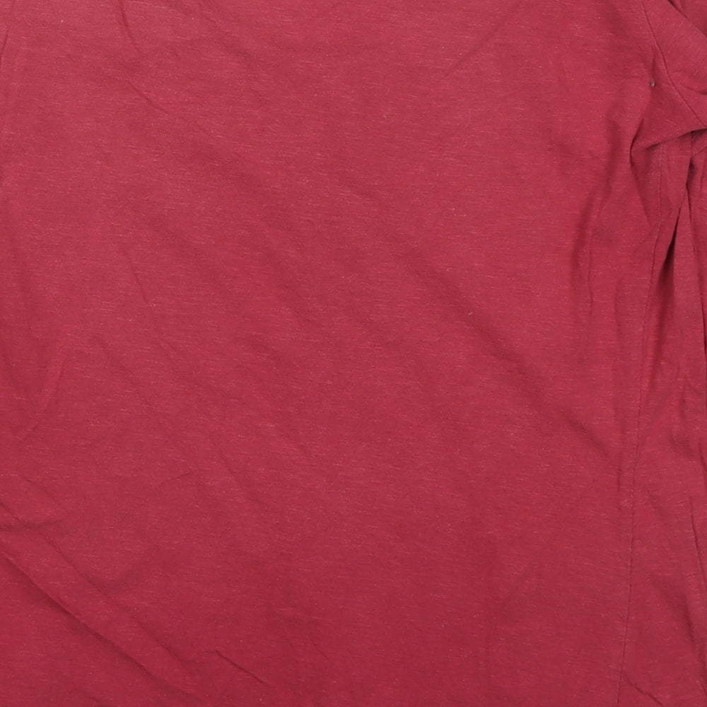 Natura Womens Red Cotton Basic T-Shirt Size M Scoop Neck