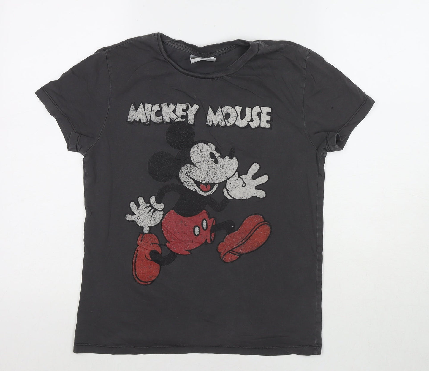 Disney Womens Brown Cotton Basic T-Shirt Size XS Round Neck - Mickey Mouse