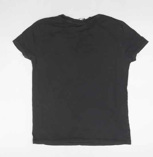 Disney Womens Brown Cotton Basic T-Shirt Size XS Round Neck - Mickey Mouse