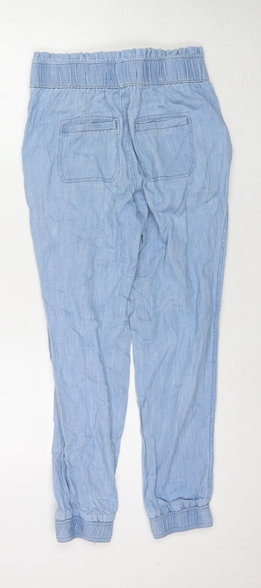 Hollister Womens Blue Cotton Tapered Jeans Size XS L26 in Regular Drawstring