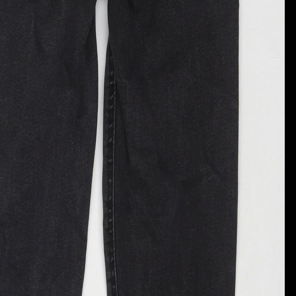 Brand and care label for Denim & Co. men’s black cotton skinny jeans, size 30, in, 30-inch leg regular zip