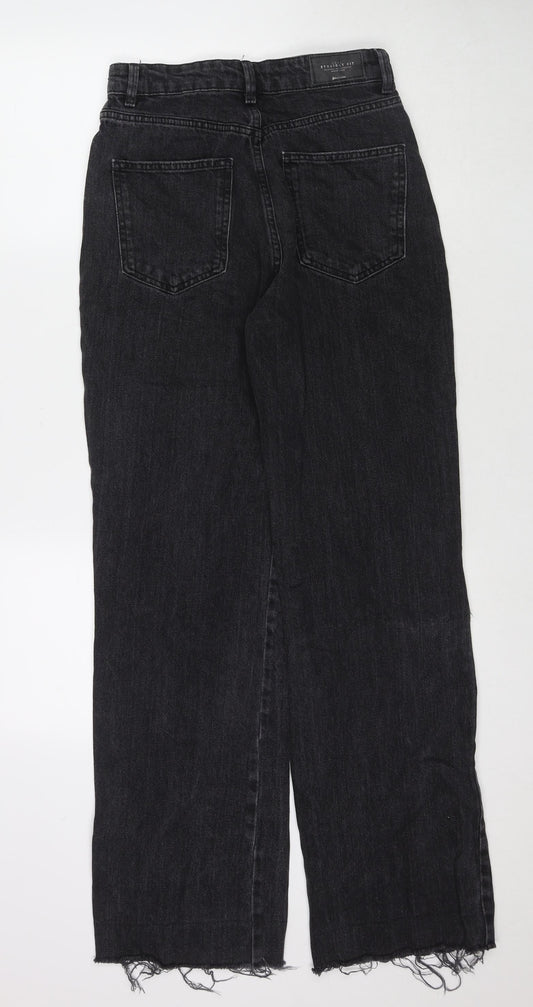Stradivarius Womens Black Cotton Blend Bootcut Jeans Size 8 L32 in Regular Zip