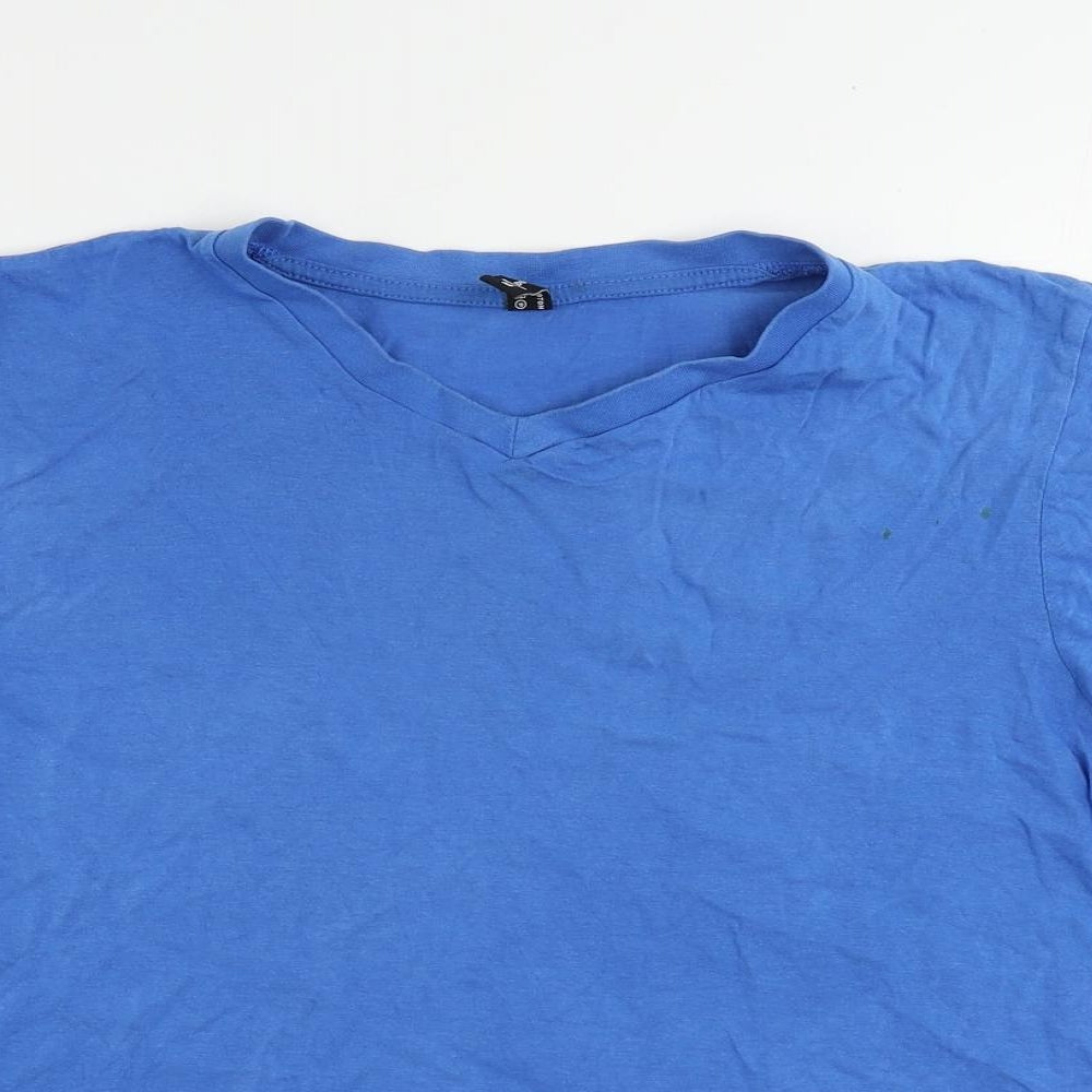 Donnay Womens Blue Cotton Basic T-Shirt Size M V-Neck