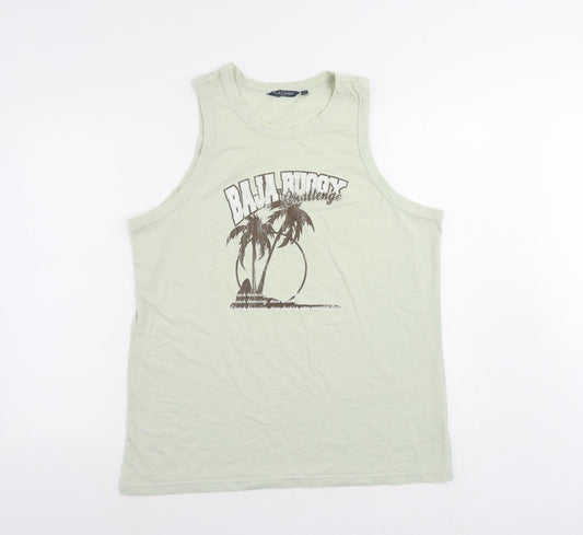 Additional front view of Lee Cooper women’s green polyester basic tank, size XL, round neck - baja palms