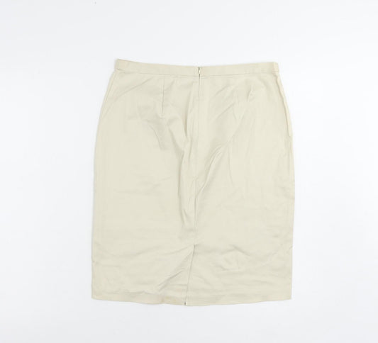 United Colors of Benetton Womens Beige Cotton Straight & Pencil Skirt Size 10 Zip