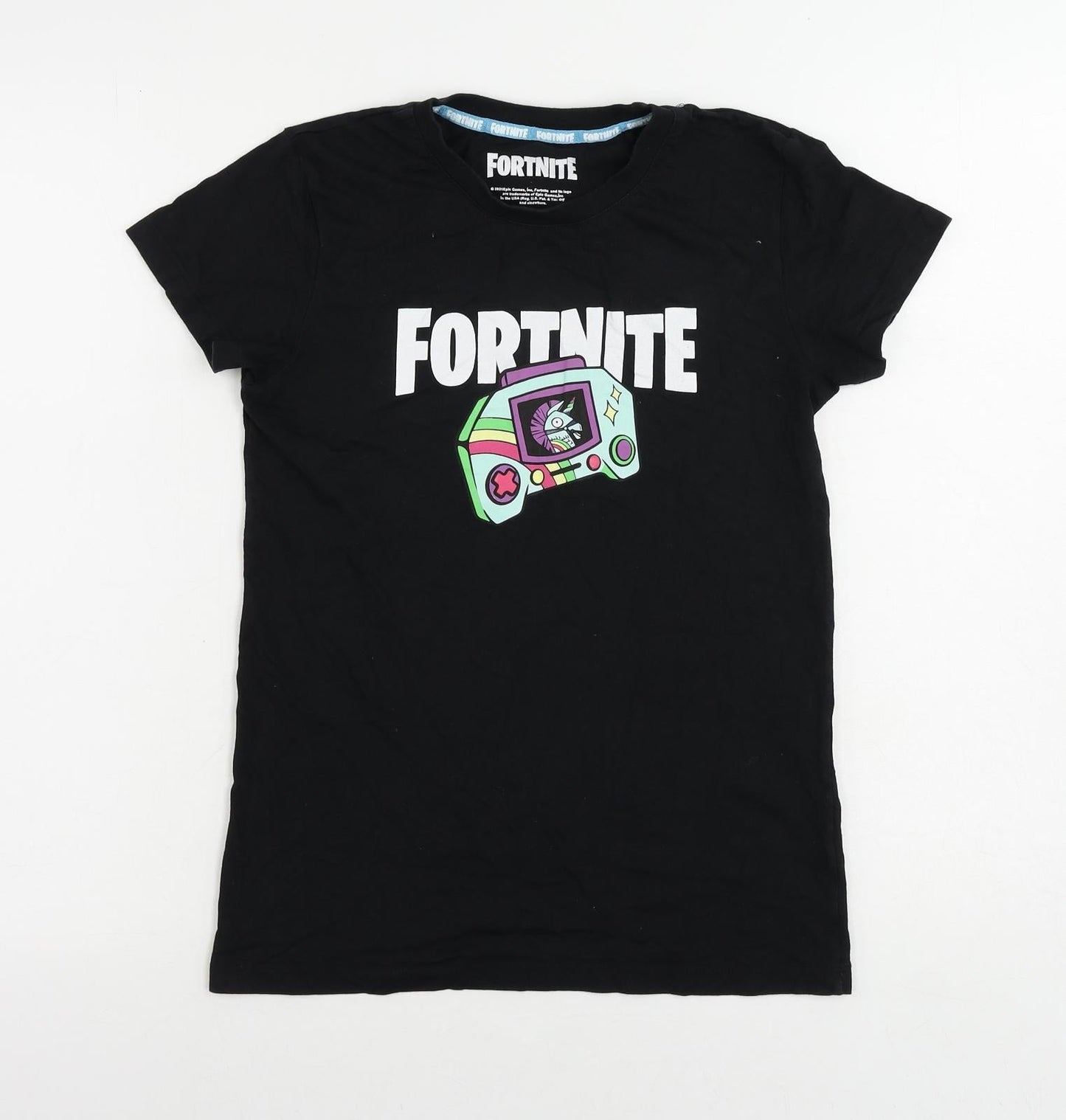 Fortnite Womens Black Cotton Basic T-Shirt Size S Crew Neck