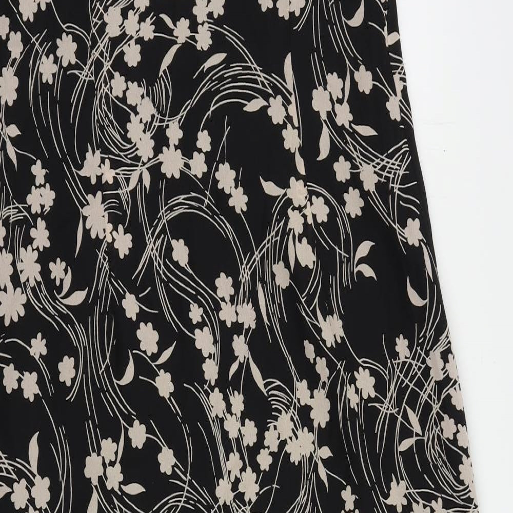 C.M.T. Womens Black Floral Polyester Maxi Size 14 Round Neck Zip