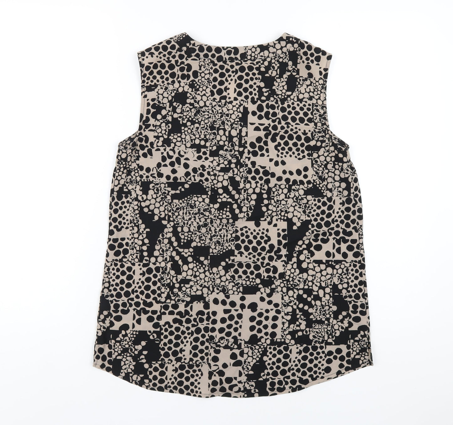 Paul Costelloe Womens Black Geometric Polyester Basic Tank Size 10 V-Neck
