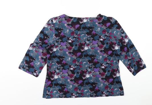 EWM Womens Multicoloured Polyester Basic T-Shirt Size 14 Round Neck - Beaded Neckline