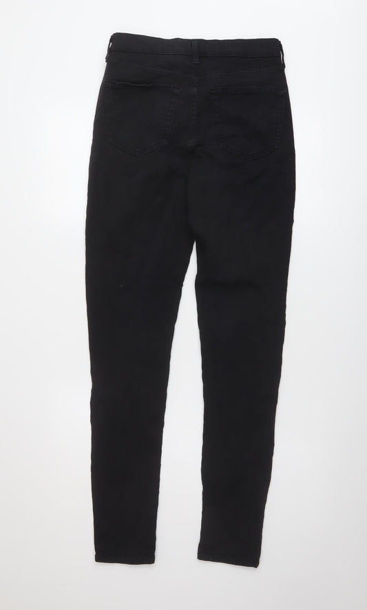Topshop Womens Black Cotton Skinny Jeans Size 30 in L31 in Regular Button