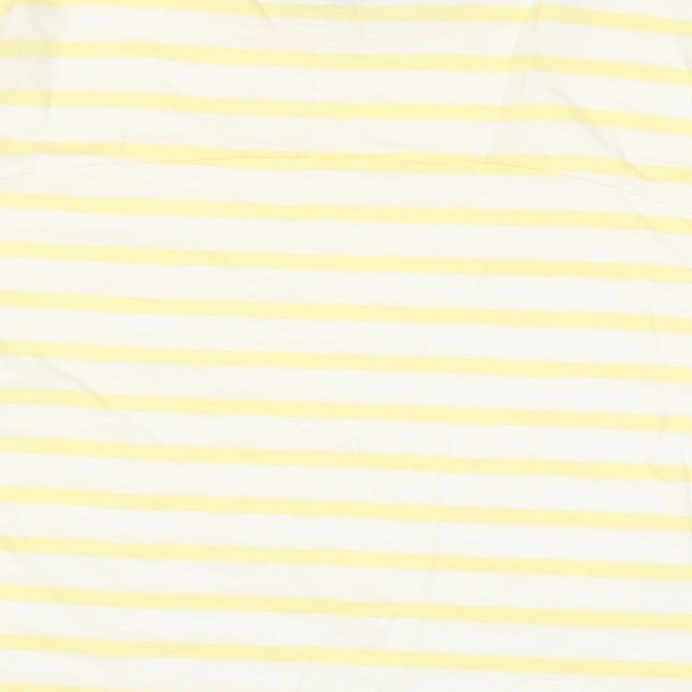 Oliver Bonas Womens Yellow Striped Cotton Basic T-Shirt Size 10 Crew Neck - Frill