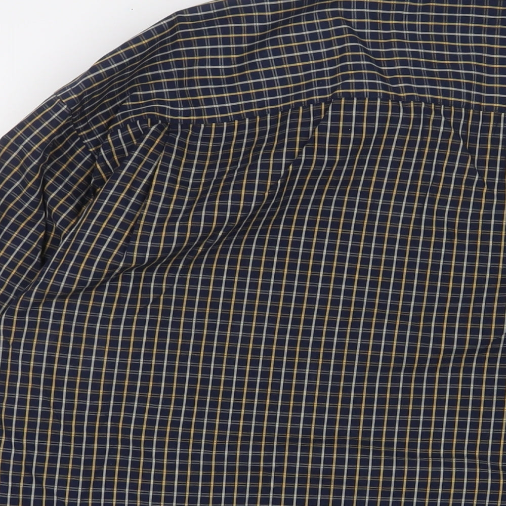 Debenhams Mens Blue Plaid Cotton Button-Up Size M Collared Button