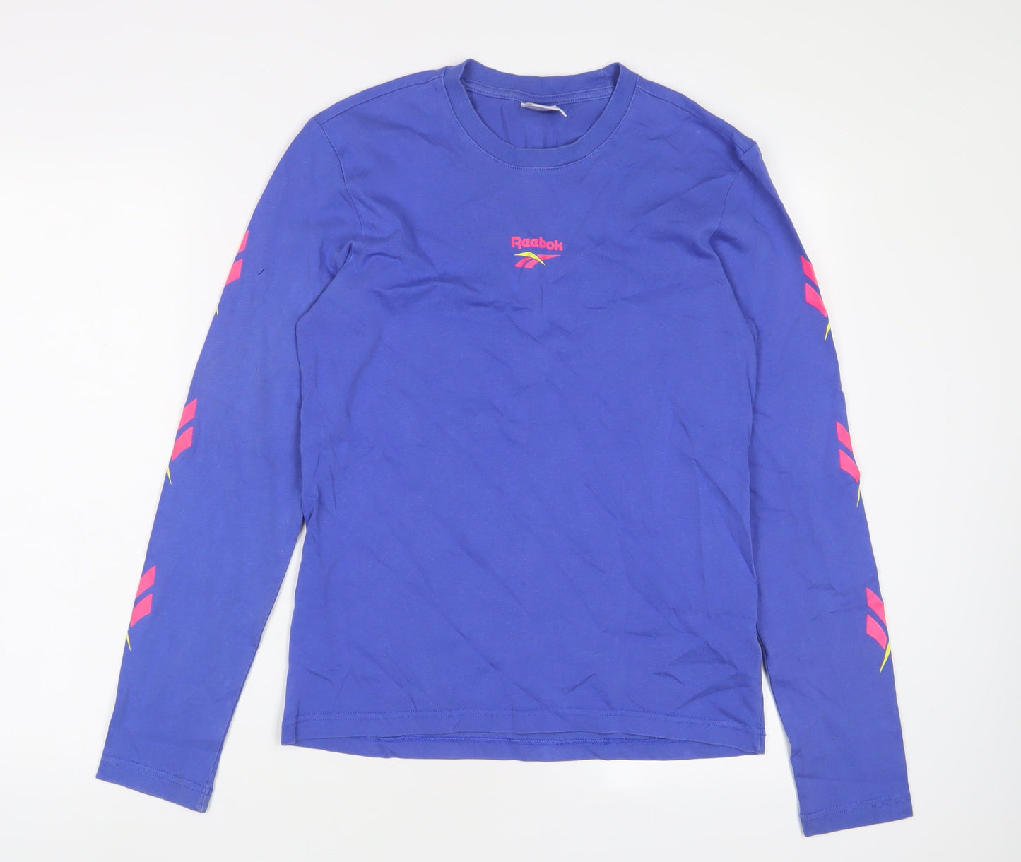 Reebok Womens Purple Cotton Basic T-Shirt Size XS Crew Neck - Logo