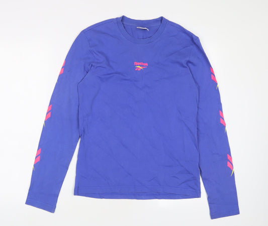 Reebok Womens Purple Cotton Basic T-Shirt Size XS Crew Neck - Logo