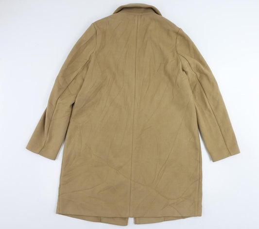Marks and Spencer Womens Beige Overcoat Coat Size 14 Button