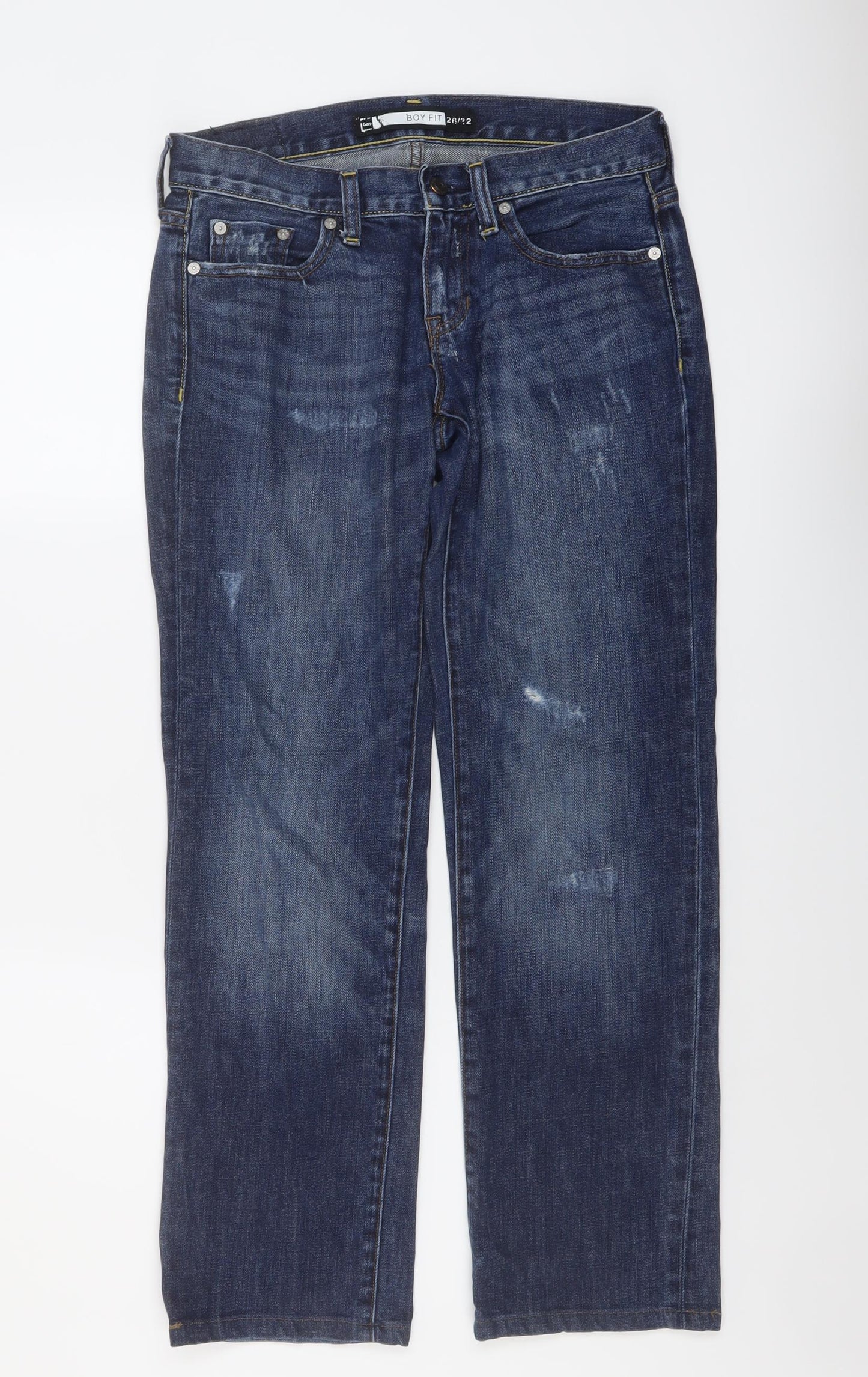 Gap Womens Blue Cotton Straight Jeans Size 26 in L32 in Regular Button