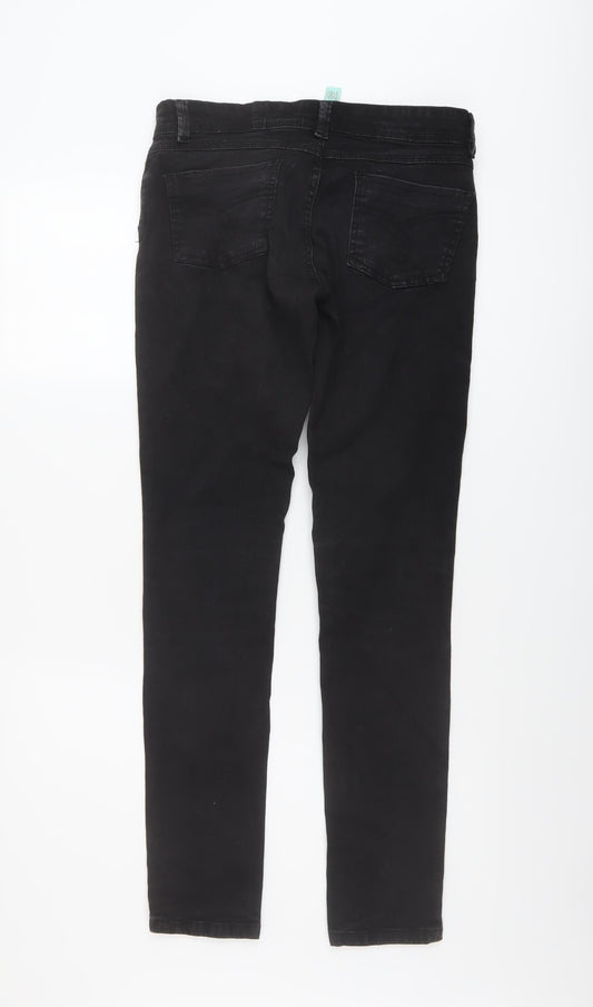 Denim & Co. Womens Black Cotton Skinny Jeans Size 10 L30 in Regular Button