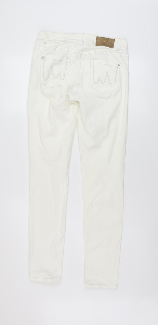 Marccain Womens Ivory Cotton Skinny Jeans Size 28 in L30 in Regular Button