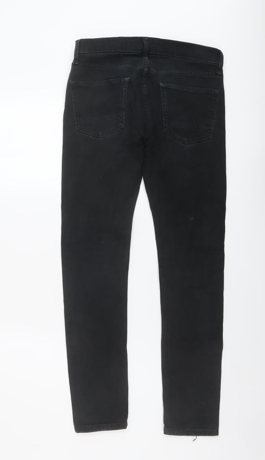 Topman Mens Black Cotton Skinny Jeans Size 28 in L28 in Regular Button
