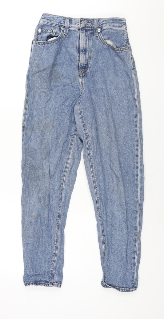 Levi's Womens Blue Cotton Tapered Jeans Size 24 in L27 in Regular Zip