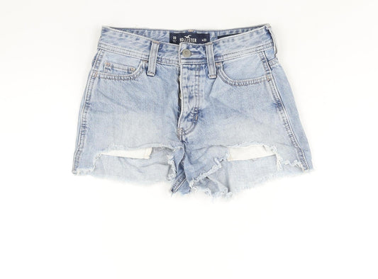 Hollister Womens Blue Cotton Cut-Off Shorts Size 32 Regular Button - Distressed
