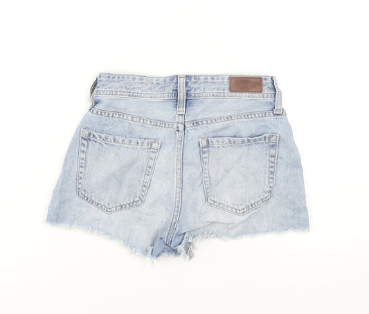 Hollister Womens Blue Cotton Cut-Off Shorts Size 32 Regular Button - Distressed