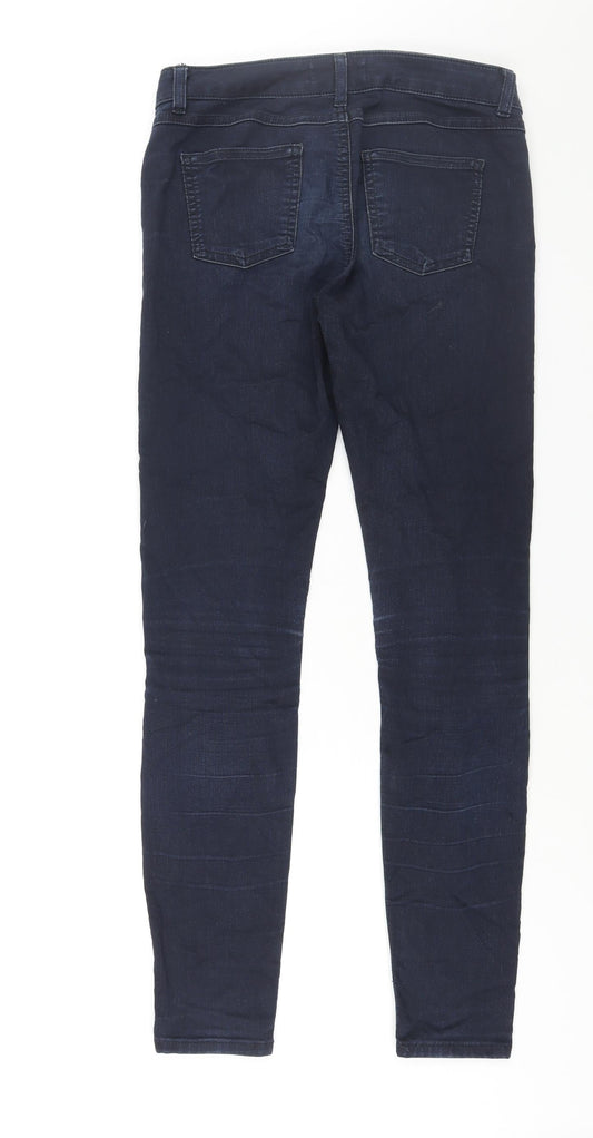 Marks and Spencer Womens Blue Cotton Skinny Jeans Size 10 L30 in Regular Zip