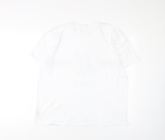 England Mens White Cotton T-Shirt Size L Crew Neck