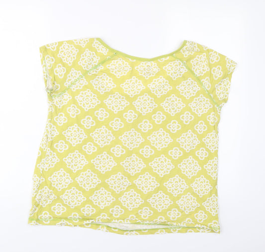 Gap Womens Green Geometric Cotton Basic T-Shirt Size L Scoop Neck - Pleated