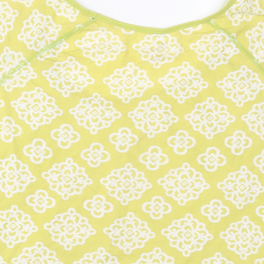 Gap Womens Green Geometric Cotton Basic T-Shirt Size L Scoop Neck - Pleated